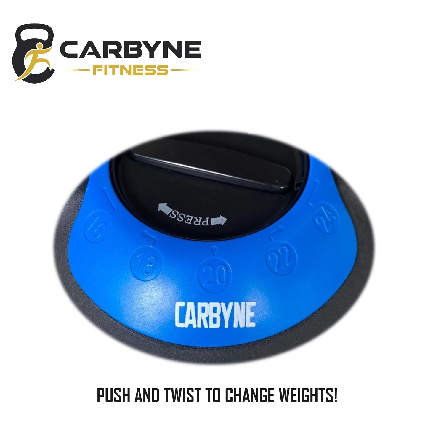 blue 16 to 24kg push and twist to change weights