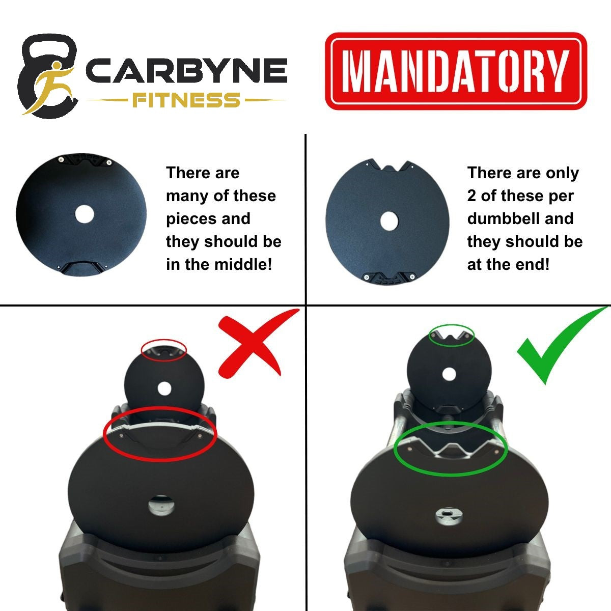 CARBYNE 415 / 325 / 235 Black Adjustable Dumbbell (1.5kg increments, from 4kg to 41.5kg)