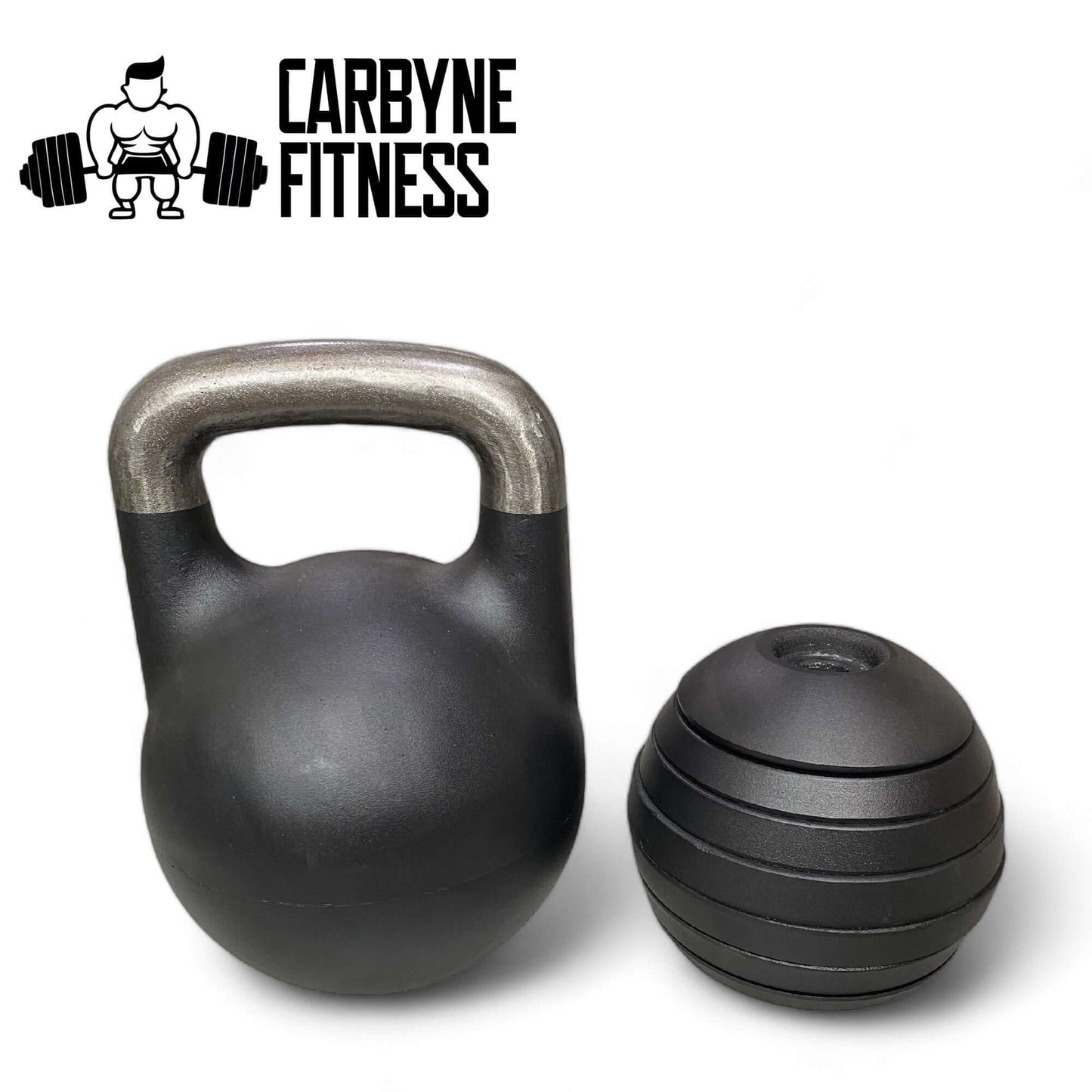 CARBYNE 32KG adjustable kettlebell with logo, transforming home gyms with versatile weight increments from 12kg to 32kg.