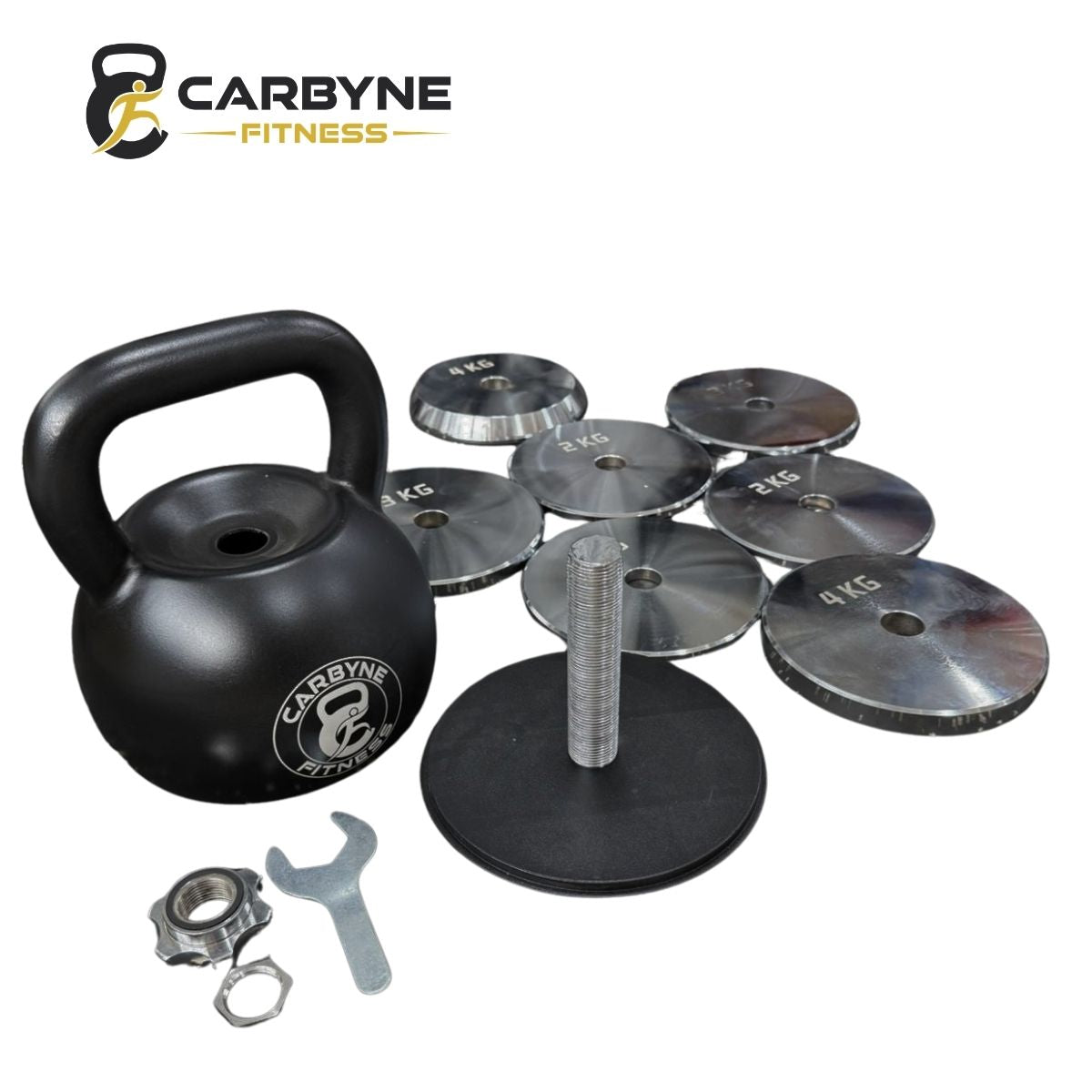 CARBYNE 32KG Black Adjustable Kettlebell (1kg increments, from 12kg to 32kg)