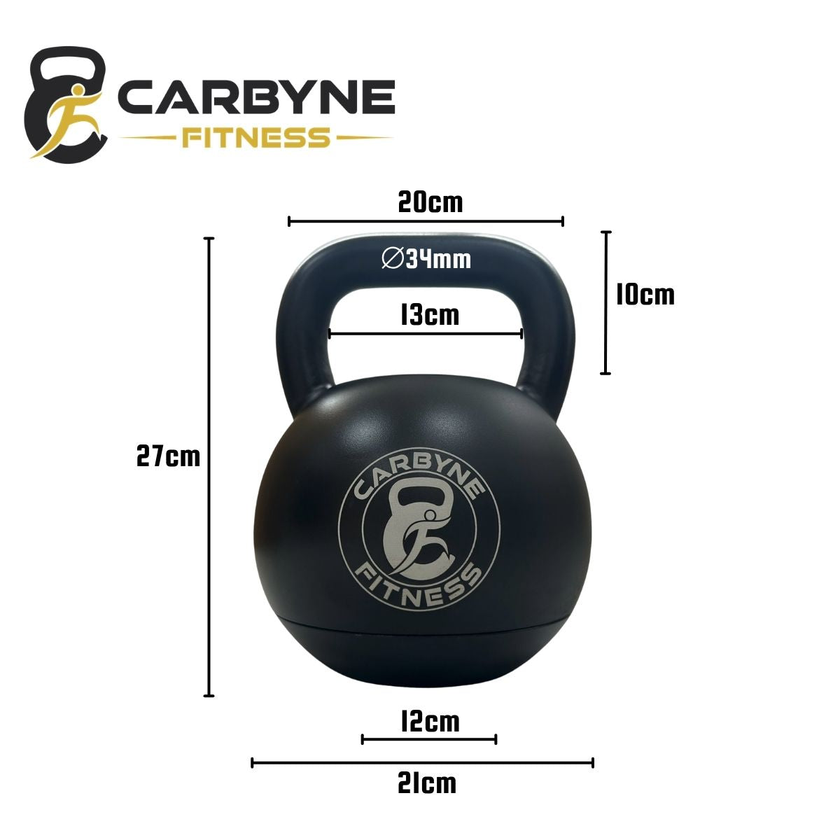 CARBYNE 32KG Black Adjustable Kettlebell (1kg increments, from 12kg to 32kg)