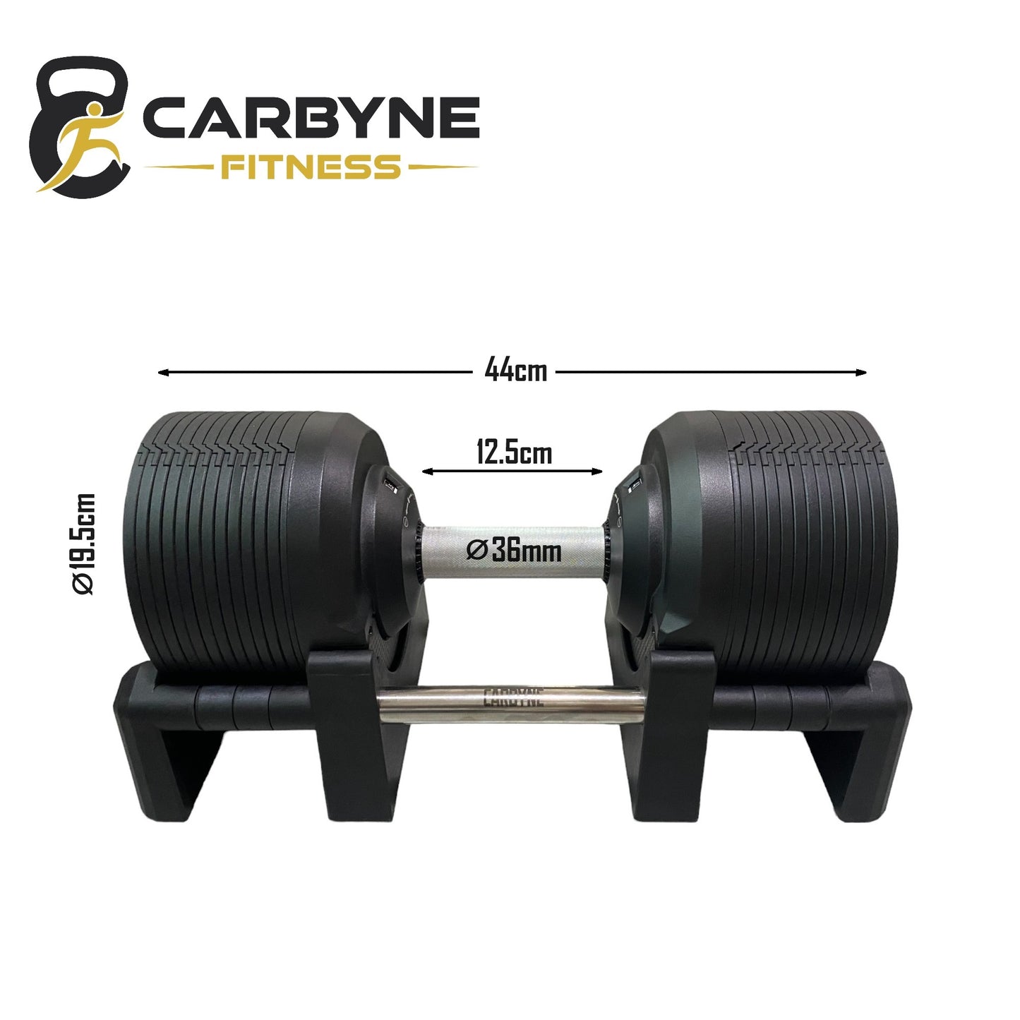 CARBYNE 415 / 325 / 235 Black Adjustable Dumbbell (1.5kg increments, from 4kg to 41.5kg)