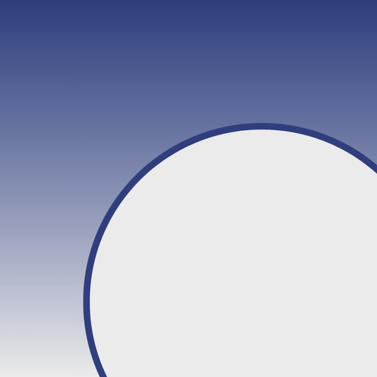 A white circle with a blue border around it